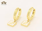 Double F white enamel and gold hoops