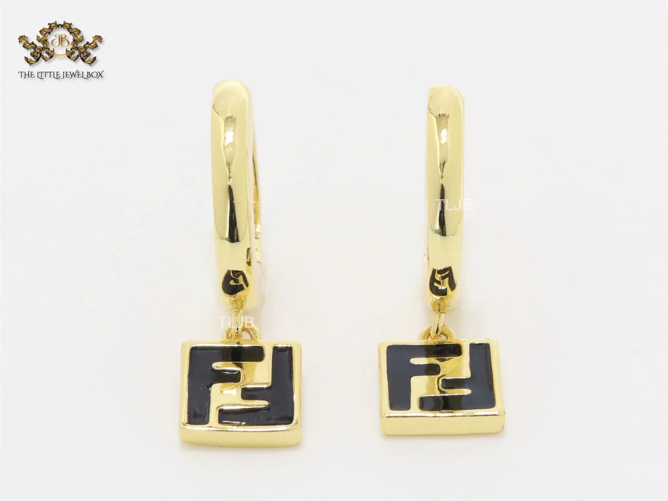 Double F black enamel and gold hoops