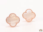 MOP clover stud earrings in rose gold plating