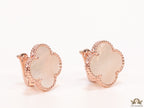 MOP clover stud earrings in rose gold plating
