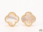 MOP clover stud earrings in gold plating