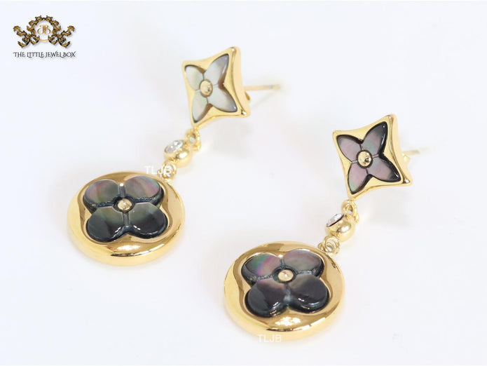 MOP black and gold earrings