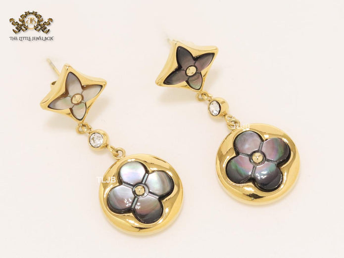 MOP black and gold earrings