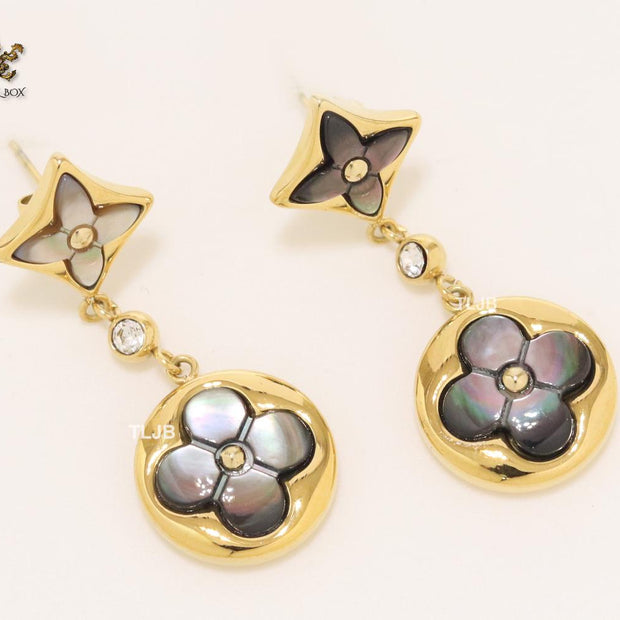 MOP black and gold earrings