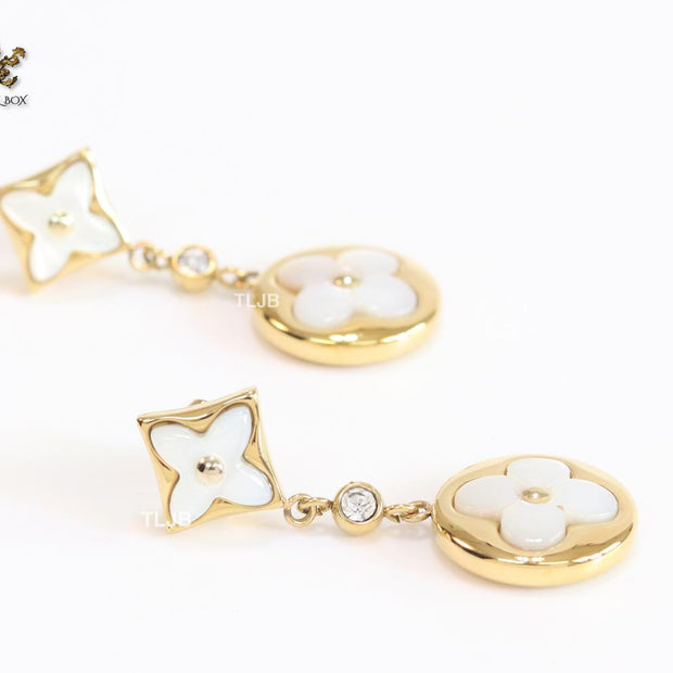 MOP white and gold earrings