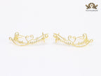 Alphabet L and V ear-cuffs in gold