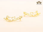 Alphabet L and V ear-cuffs in gold