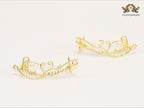 Alphabet L and V ear-cuffs in gold