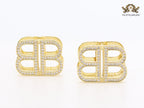 Double B CZ gold studs