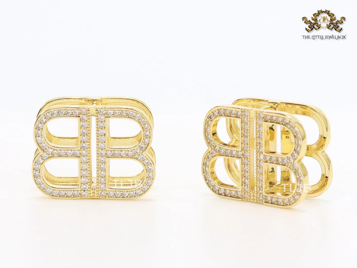 Double B CZ gold studs