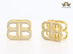 Double B CZ gold studs