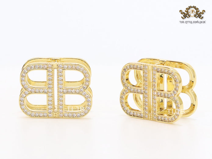 Double B CZ gold studs