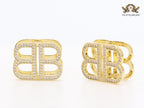 Double B CZ gold studs