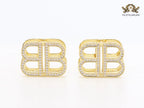 Double B CZ gold studs