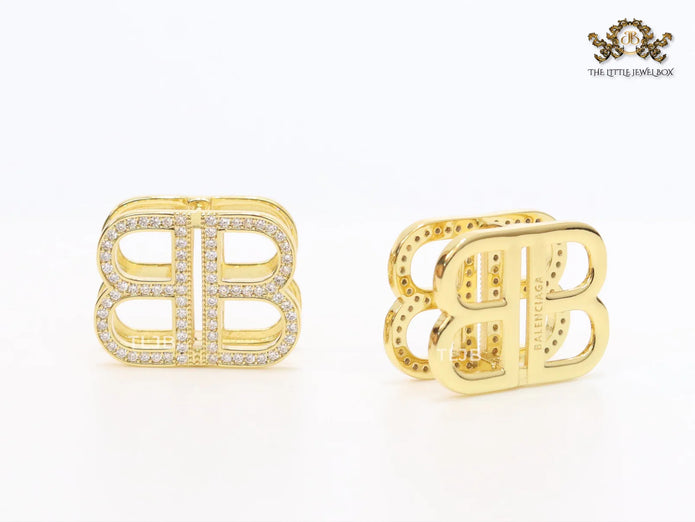Double B CZ gold studs