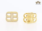 Double B CZ gold studs