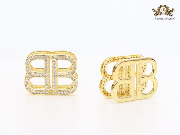 Double B CZ gold studs