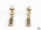 Pearl bomber studs with key chain style pearl alphabet drops