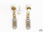 Pearl bomber studs with key chain style pearl alphabet drops