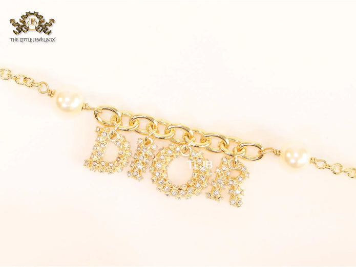 Alphabet D gold and cz bracelet