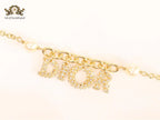 Alphabet D gold and cz bracelet