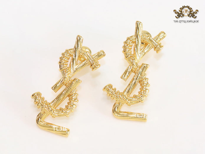 Alphabet Y gold earrings