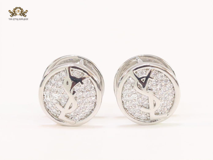 Alphabet Y & L small platinum plated CZ studs