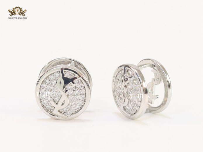 Alphabet Y & L small platinum plated CZ studs