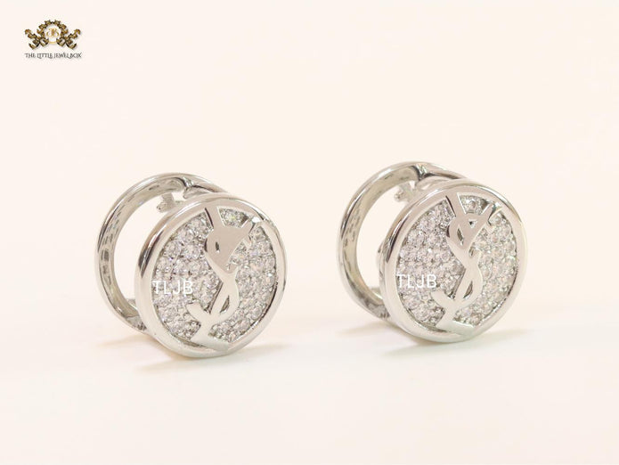 Alphabet Y & L small platinum plated CZ studs