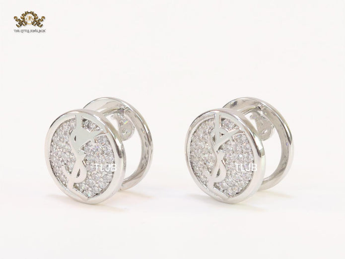 Alphabet Y & L small platinum plated CZ studs