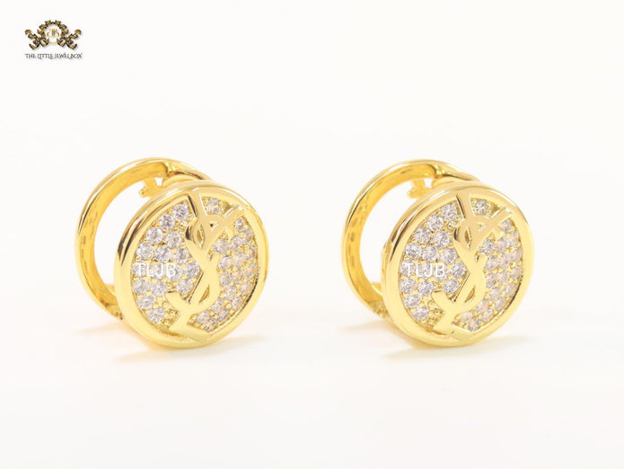 Alphabet Y & L small gold CZ studs