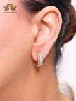 Rose gold and platinum cz small hoops
