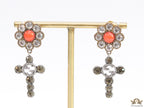 Floral cz and alphabet dangles with orange stone centre