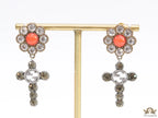 Floral cz and alphabet dangles with orange stone centre