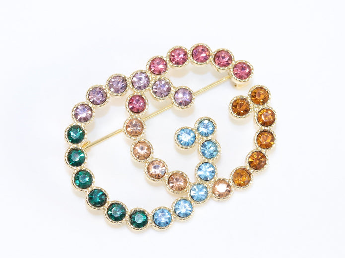 Large Double G colorful brooch