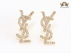 Alphabet Y gold CZ earrings