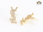 Alphabet Y gold CZ earrings