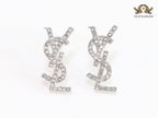 Alphabet Y platinum CZ earrings