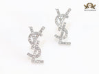 Alphabet Y platinum CZ earrings