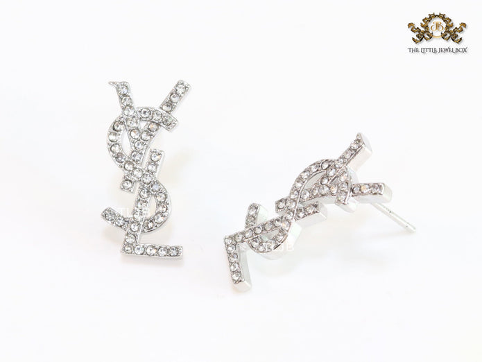 Alphabet Y platinum CZ earrings