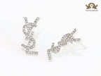Alphabet Y platinum CZ earrings