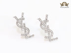 Alphabet Y platinum CZ earrings