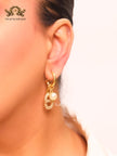 Alphabet CD earrings with cz and pearl charm