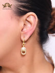 Alphabet CD earrings with cz and pearl charm