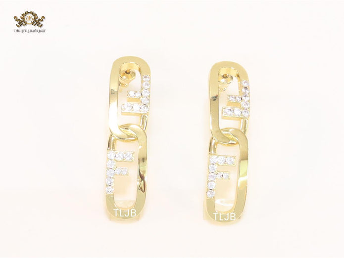 Double F cz and gold earrings
