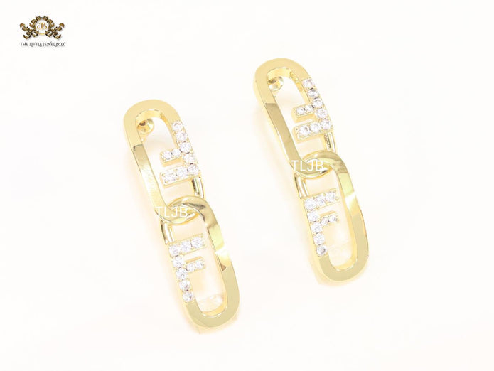 Double F cz and gold earrings