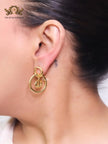 Alphabet CD round gold earrings