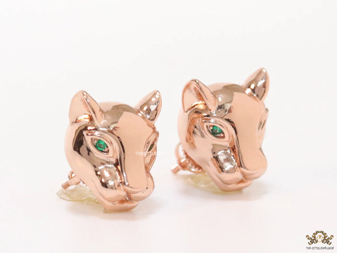 Rose gold panther face studs