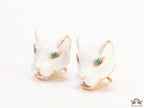 White and rose gold panther face studs