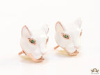 White and rose gold panther face studs